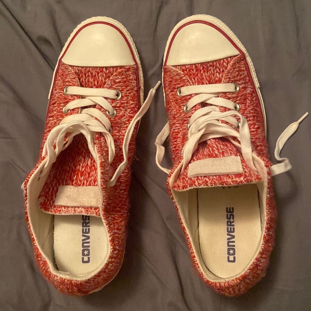 Red Converse tennis shoes